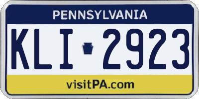 PA license plate KLI2923