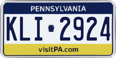 PA license plate KLI2924