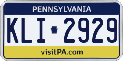 PA license plate KLI2929