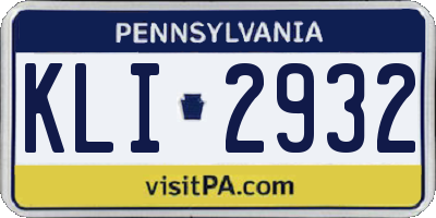PA license plate KLI2932