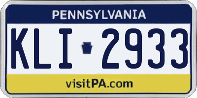 PA license plate KLI2933