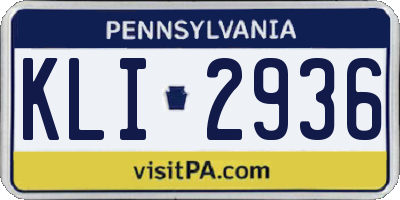 PA license plate KLI2936