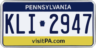 PA license plate KLI2947
