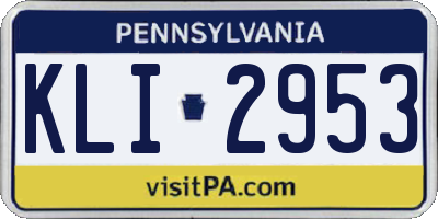 PA license plate KLI2953