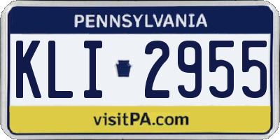 PA license plate KLI2955
