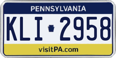 PA license plate KLI2958