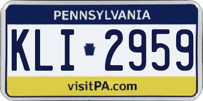 PA license plate KLI2959