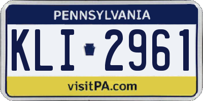PA license plate KLI2961