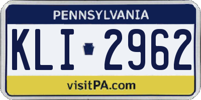 PA license plate KLI2962