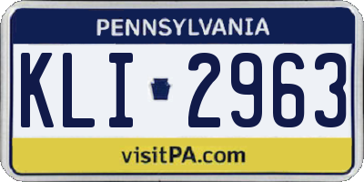 PA license plate KLI2963