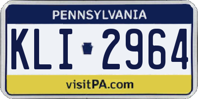 PA license plate KLI2964