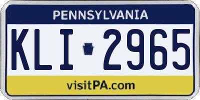 PA license plate KLI2965
