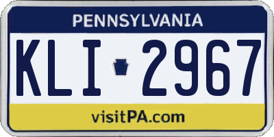 PA license plate KLI2967