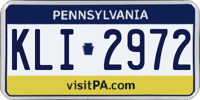 PA license plate KLI2972