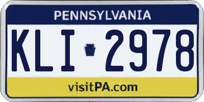 PA license plate KLI2978