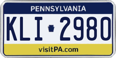 PA license plate KLI2980