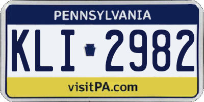 PA license plate KLI2982