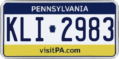 PA license plate KLI2983