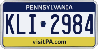 PA license plate KLI2984