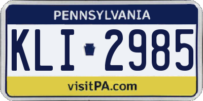 PA license plate KLI2985