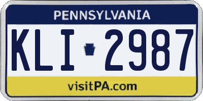 PA license plate KLI2987
