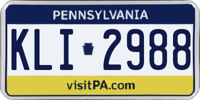 PA license plate KLI2988