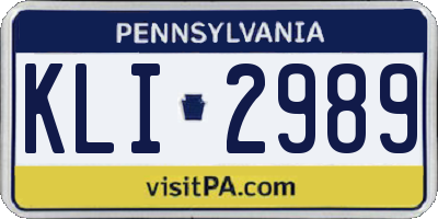 PA license plate KLI2989