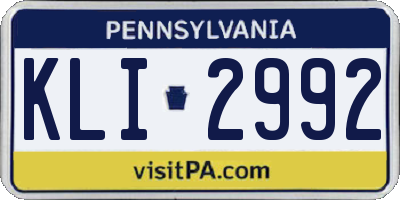 PA license plate KLI2992