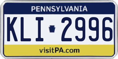 PA license plate KLI2996