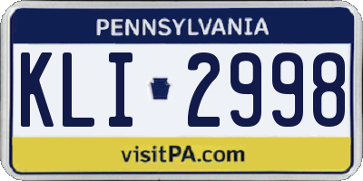 PA license plate KLI2998