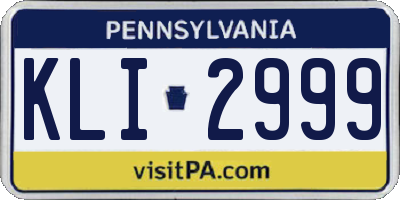 PA license plate KLI2999