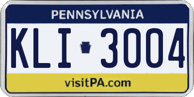 PA license plate KLI3004