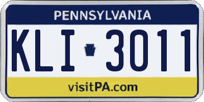 PA license plate KLI3011