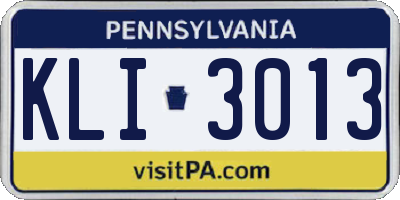 PA license plate KLI3013