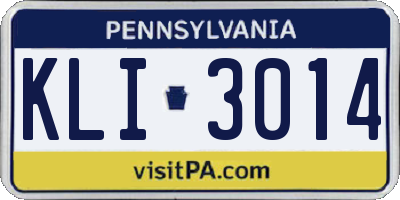 PA license plate KLI3014