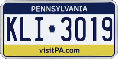 PA license plate KLI3019