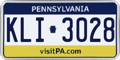 PA license plate KLI3028