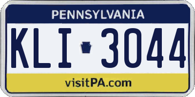 PA license plate KLI3044