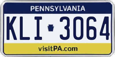 PA license plate KLI3064