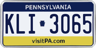 PA license plate KLI3065
