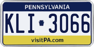 PA license plate KLI3066