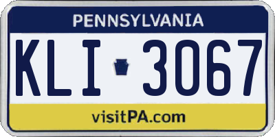 PA license plate KLI3067