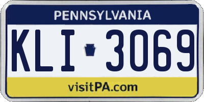 PA license plate KLI3069
