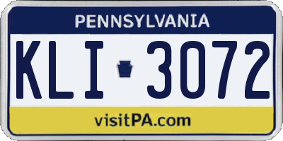 PA license plate KLI3072