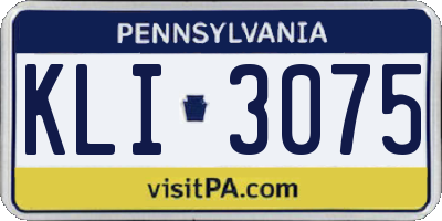PA license plate KLI3075