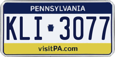 PA license plate KLI3077