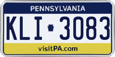 PA license plate KLI3083
