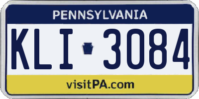 PA license plate KLI3084