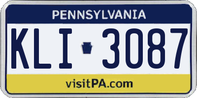 PA license plate KLI3087