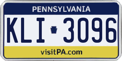 PA license plate KLI3096